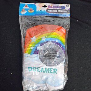All Blown Up Dreamer Rainbow Inflatable Drink Holder Swimming Pool Floats 3pk